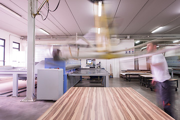 Image showing worker in a factory of wooden furniture