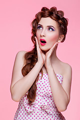 Image showing Beautiful girl in dress with braided hair