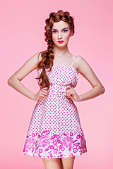 Image showing Beautiful girl in dress with braided hair