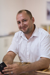 Image showing designer in his furniture manufacturing workshop