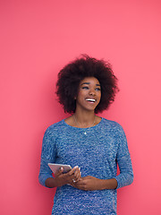 Image showing black Woman Using Digital Tablet