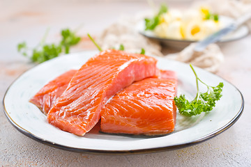 Image showing salmon fish and butter 