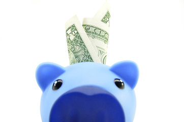 Image showing Blue piggybank with US dollar