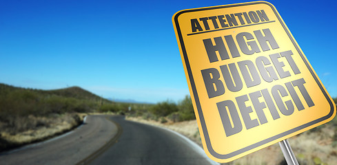 Image showing High budget deficit road sign