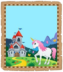 Image showing Fairy tale unicorn topic parchment 2