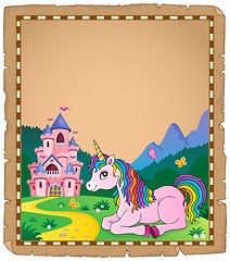 Image showing Parchment with lying unicorn theme 3