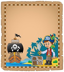 Image showing Pirate boy on coast theme parchment 1