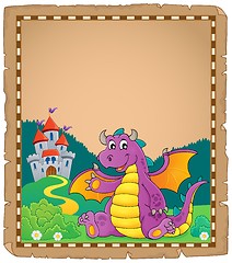 Image showing Dragon and castle theme parchment 1