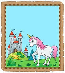 Image showing Fairy tale unicorn topic parchment 1