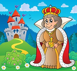 Image showing Happy queen near castle theme 4