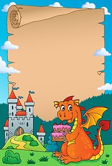 Image showing Dragon holding cake theme parchment 2