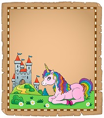 Image showing Parchment with lying unicorn theme 4