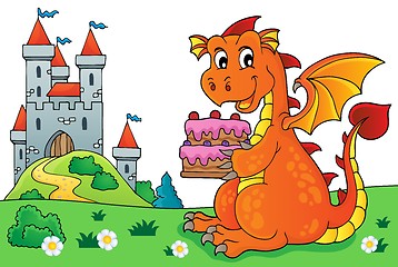 Image showing Dragon holding cake theme image 5