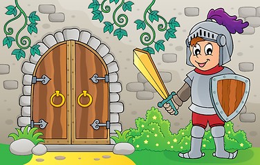 Image showing Knight by old door theme image 1