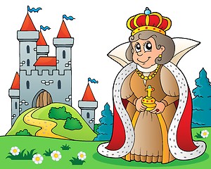 Image showing Happy queen near castle theme 3