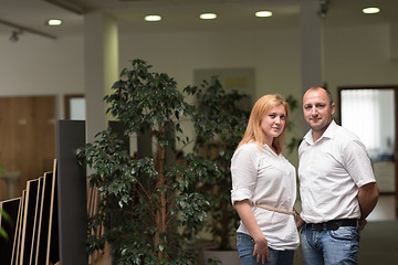 Image showing designers in office at the wooden furniture manufacture