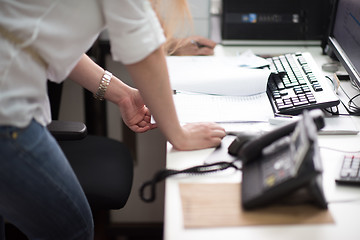 Image showing designers in office at the wooden furniture manufacture