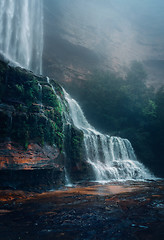 Image showing Fog rain and roaring waterfalls