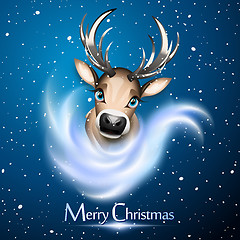 Image showing Christmas card with cute reindeer over blue