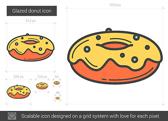 Image showing Glazed donut line icon.