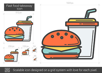 Image showing Fast food takeaway line icon.