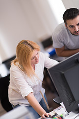 Image showing designers in office at the wooden furniture manufacture