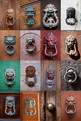 Image showing Ancient italian door knockers.