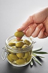 Image showing Olives in jar