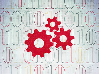 Image showing Data concept: Gears on Digital Data Paper background