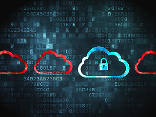 Image showing Cloud technology concept: Cloud With Padlock on digital background