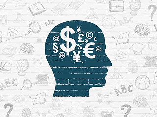 Image showing Studying concept: Head With Finance Symbol on wall background