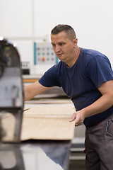 Image showing worker in a factory of wooden furniture