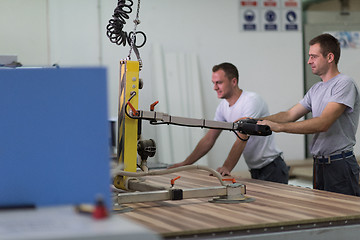 Image showing workers in a factory of wooden furniture