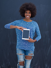 Image showing Happy African American Woman Using Digital Tablet