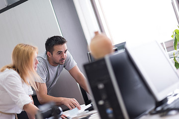 Image showing designers in office at the wooden furniture manufacture