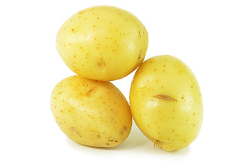 Image showing Three whole raw potatoes