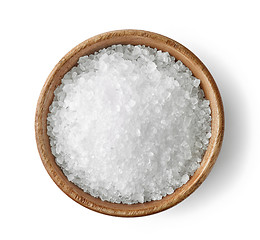 Image showing wooden bowl of sea salt