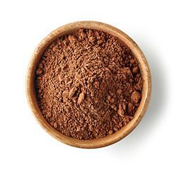 Image showing wooden bowl of cocoa powder