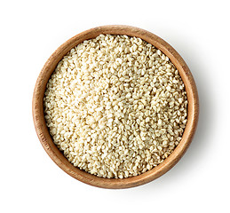 Image showing wooden bowl of sesame seeds