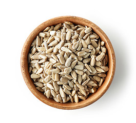 Image showing wooden bowl of sunflower seeds