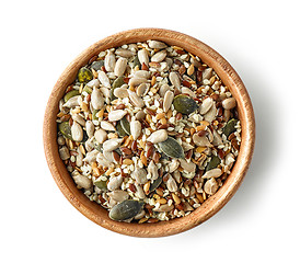 Image showing mix of seeds in wooden bowl