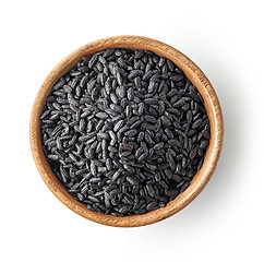 Image showing wooden bowl of black rice