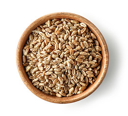 Image showing wooden bowl of wheat grains