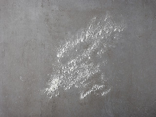 Image showing white flour on grey kitchen table