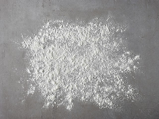 Image showing white flour on grey kitchen table