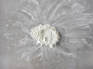 Image showing white flour on grey kitchen table