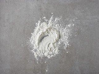 Image showing white flour on grey kitchen table