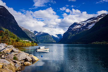 Image showing lovatnet lake Beautiful Nature Norway.