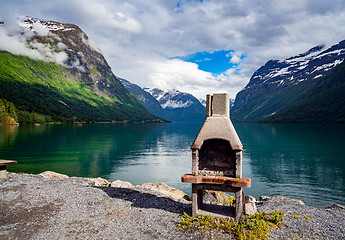 Image showing lovatnet lake Beautiful Nature Norway.