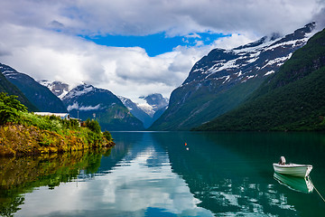 Image showing lovatnet lake Beautiful Nature Norway.